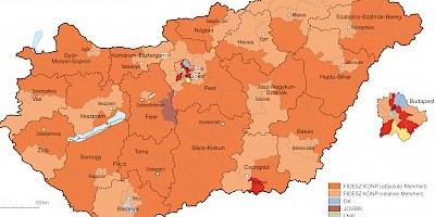 Karte: Ungarn: Parlamentswahlen 2018 – Einpersonenwahlkreise