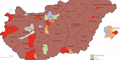 Karte: Ungarn: Parlamentswahlen 2018 – Zweitplazierte in Einpersonenwahlkreisen