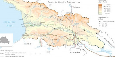 Karte: Georgien: Physische Übersicht 2018