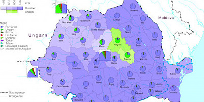 Karte: Rumänien: Nationale Selbstzuschreibung bei der Volkszählung 2011