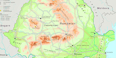 Karte: Rumänien: Physische Übersicht