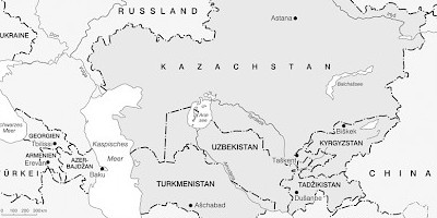 Karte: Die zentralasiatischen Staaten seit der Unabhängigkeit