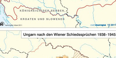 Karte: Ungarn: Nach dem Vertrag von Trianon 1918 und nach den Wiener Schiedssprüchen 1938–1945