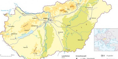 Karte: Ungarn: Physische Übersicht