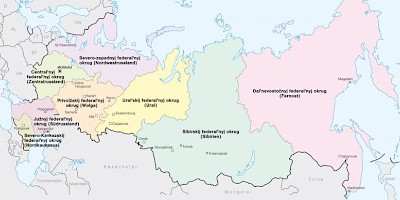 Karte: Russländische Föderation: Föderalbezirke 2012