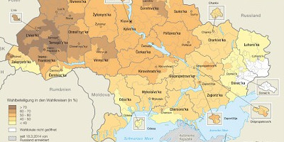Karte: Ukraine: Parlamentswahlen Oktober 2014 – Wahlbeteiligung