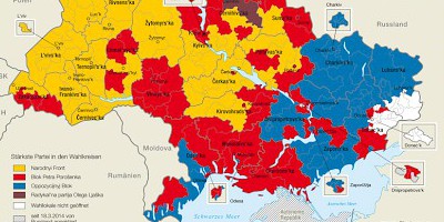 Karte: Ukraine: Parlamentswahlen Oktober 2014 – Stärkste Partei nach Wahlkreisen