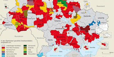 Karte: Ukraine: Parlamentswahlen Oktober 2014 – Gewählte Direktkandidaten