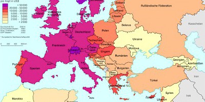 Karte: Europa: Bruttonationaleinkommen 2005