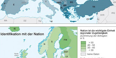 Karte: Europa: Nationsverständnis und nationale Identifikation