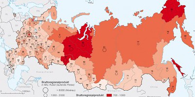 Karte: Russland: Bruttoregionalprodukt