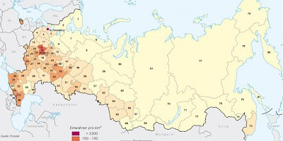 Karte: Russland: Einwohnerdichte