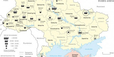 Karte: Ukraine: Demonstrationen der Maidan-Bewegung 11/2013-2/2014