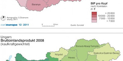 Karte: Ungarn: Bruttoinlandsprodukt 2008