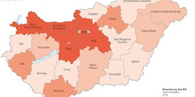 Karte: Ungarn: Regionale Wirtschaftskraft 1995-2008