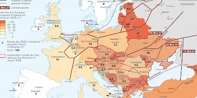 Karte: Europa: Erdgasimporte aus Russland