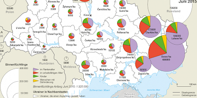 Karte: Der Krieg im Donbass. Flüchtlinge und Vertriebene