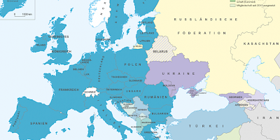 Karte: EU und Eurasische Wirtschaftsunion 2015