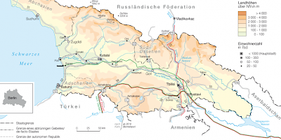 Karte: Georgien: Physische Übersicht