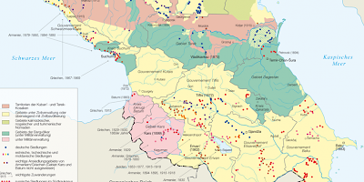 Karte: Der Kaukasus im Russischen Reich: 150 Jahre Ansiedlungspolitik und administrative Gliederung 1914