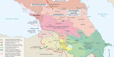 Karte: Der Kaukasus 1918-1920: Krieg, Bürgerkrieg, Staatsbildung
