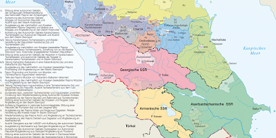 Karte: Der Kaukasus während der Auflösung der Sowjetunion 1990-1992
