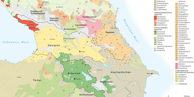 Karte: Sprachgruppen im Kaukasus