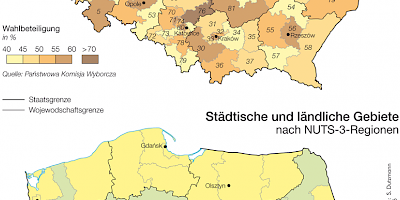 Karte: Polen: Wahlen zum Sejm 2015 – Wahlbeteiligung