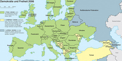 Karte: Demokratie und Freiheit in Europa 2006