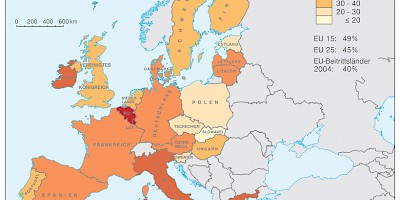 Karte: Europäisches Parlament: Wahlbeteiligung 2004