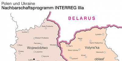 Karte: Polen und Ukraine: Nachbarschaftsprogramm INTERREG IIIa