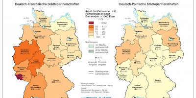 Karte: Deutsch-polnische Städtepartnerschaften 2004