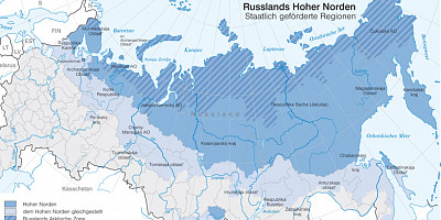 Karte: Staatlich geförderte Regionen in Nord-Russland