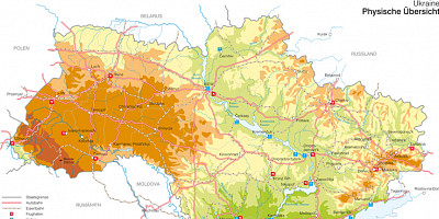 Karte: Ukraine: Physische Übersicht