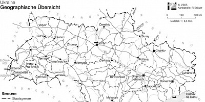 Karte: Ukraine: Geographische Übersicht
