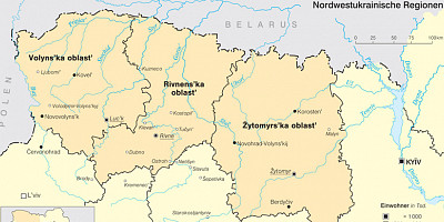 Karte: Nordwestukrainische Regionen