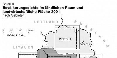 Karte: Belarus: Bevölkerung und Landwirtschaft 2001