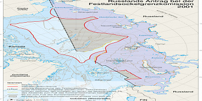 Karte: Arktis: Russlands Antrag bei der Festlandsockelgrenzkommission