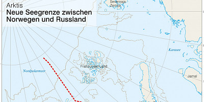 Karte: Arktis: Neue Seegrenze zwischen Norwegen und Russland