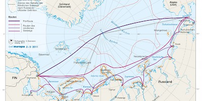 Karte: Arktis: Der nördliche Seeweg