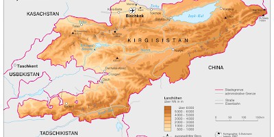 Karte: Kirgistan: Physische Übersicht