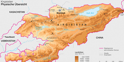 Karte: Kirgistan: Physische Übersicht