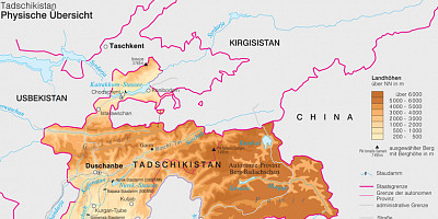 Karte: Tadschikistan: Physische Übersicht