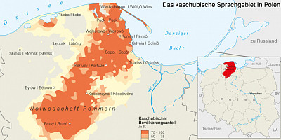 Karte: Das kaschubische Sprachgebiet in Polen