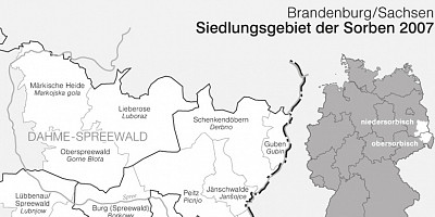 Karte: Siedlungsgebiet der Sorben 2007