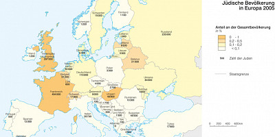 Karte: Jüdische Bevölkerung in Europa 2005