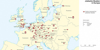 Karte: Jüdische Studien in Europa