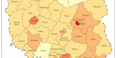Karte: Polen: Wahlen zum Sejm 2005 – Wahlbeteiligung