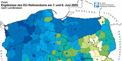 Karte: Polen: Ergebnisse des EU-Referendums 2003