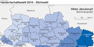 Karte: Ukraine: Präsidentschaftswahl 2010 – Stichwahl